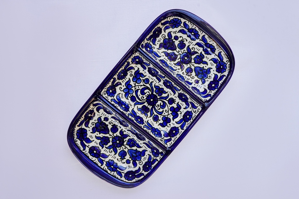 Plates with 3 Divider - Blue