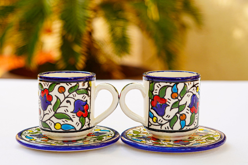 Turkish Coffee Cup with Plate (2 pieces) - Mixed Color